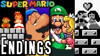 Super Mario ALL ENDINGS 19851995 SNES NES [upl. by Bernardina]