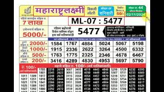 MAHARASHTRA LAXMI WEEKLY LOTTERY LIVE DRAW RESULT 415 PM 02112024 [upl. by Blithe]