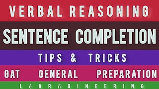 Sentence Completion mcqs  Tricks amp techniques  Verbal Reasoning [upl. by Nipahc30]