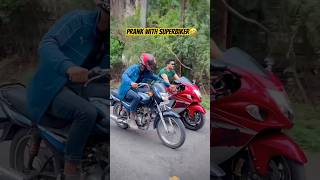 Prank with SUPERBIKER🤣😂 farazstuntrider bikers hayabusa bike [upl. by Arand]