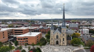 Drone View Of Cathedral of Saint Andrew Grand Rapids Michigan [upl. by Ytirev]