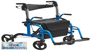 VEVOR 2 in 1 Rollator Walker amp Transport Chair for Seniors Folding Review [upl. by Enaj]