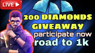 FREE FIRE 🔴LIVE 200 💎💎DIAMONDS💎💎 GIVEAWAY JOIN FAST ROAD TO 1K  by titanium legends [upl. by Eyoj532]