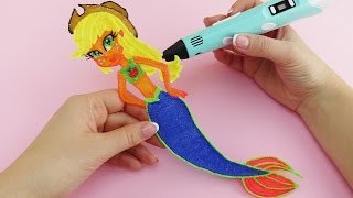 My Little Pony Applejack Mermaid how to draw with 3D PEN [upl. by Renita]