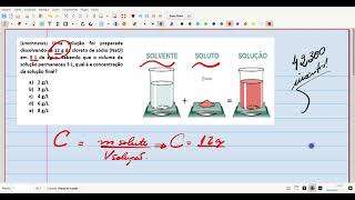 Unichristus Uma solução foi preparada dissolvendose 12 g de cloreto de sódio NaCl em 3 L de [upl. by Kensell467]