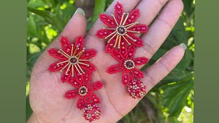 ARETES FLORES 🌺 bisuteriacreativa earringsdesign flowers bisuteriafacil handmade handmade [upl. by Ahsinod]