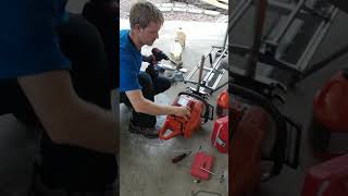 Starting a Husqvarna 3120 xp chainsaw with a cordless drill [upl. by Odinevneib]