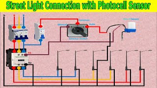 Street light Wiring connection by photocell Sensor  Photocell Photodiode Sensors wiring diagram [upl. by Ahsemed]