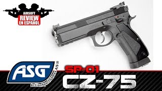 CZ 75 SP01 Shadow ASG Airsoft Review en Español  Test Shot amp Crono [upl. by Aneehsal]