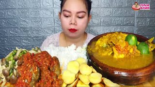 ikan pindang selar sambal ati ampela oseng jamur jengkol tua Mukbang [upl. by Haletky]