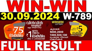 KERALA LOTTERY WINWIN W789  LIVE LOTTERY RESULT TODAY 30092024  KERALA LOTTERY LIVE RESULT [upl. by Ykcim233]