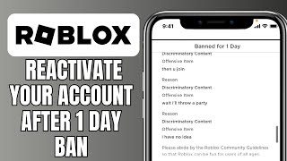 How To Reactivate Your Roblox Account After Being Banned For 1 Day [upl. by Irrak265]