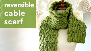 Meadow Vine Reversible Cable Scarf Knitting Pattern [upl. by Yauq450]