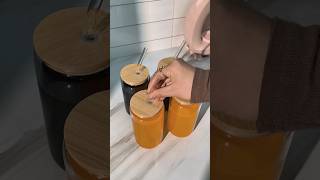 Beer Can Shaped Reusable Boba Cup with Wooden Lids and Glass Straw Ice Coffee Mug glassbottle [upl. by Ahsennek]