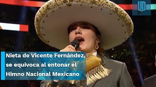 Camila Fernández nieta de Vicente Fernández se equivoca al entonar el Himno Nacional Mexicano 👀 [upl. by Elora]