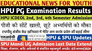 HPU PG ResultsHPU PG ICDEOLHPU Regional Centre Dharamshala Vacant SeatsLICSPU Mandi UG Admission [upl. by Aikrehs]