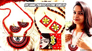 Hand Painted Festive Jewelry Making  DIY Navratri Special Jewelry  घर में ज्वेलरी कैसे बनाये। [upl. by Nitsreik]