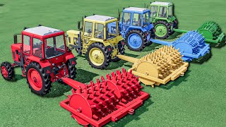 Work OF Colors  CULTIVATING WORK with GIANT ROLLER with Mini Tractors  Farming Simulator 22 [upl. by Eibrik182]