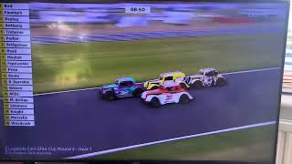 BTCC Donington park 2024 legends race crash rolled car ford sedan [upl. by Neirual]