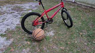 Basketball Deflated Through Valve Crushed Under a Flat BMX Bike Tire [upl. by Eadahs711]