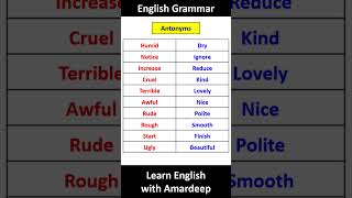 Antonyms 🔥  englishgrammar learnenglishwithamardeep english grammar [upl. by Adabel]