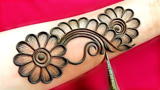 Very beautiful stylish front hand mehndi design  easy arabic mehndi  mehndi ka design  Mehndi [upl. by Revell]