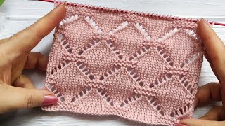 Diamond Stitch Knit Pattern  Rautenmuster stricken  Punto Rombi ai ferri Point Losanges au Tricot [upl. by Nuhsal]