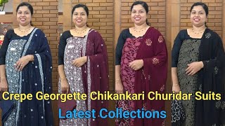 Crepe Georgette Chikankari Churidar Suits Collections ‼️Booking  8848089032 9074248160 [upl. by Argela]