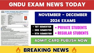 GNDU Exam News Today 😱 Admit Card 2024 Publish Now🔥 Regular  Private Students  Gndu Latest Update [upl. by Goren]