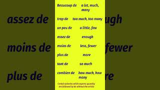 Les adverbs de quantité Adverbs of quantity Apprenons le francais frencheducation [upl. by Eolhc]