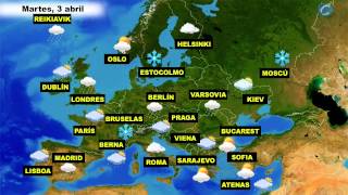 El tiempo en Europa por países previsión martes 3 y miércoles 4 de abril [upl. by Enirehs]