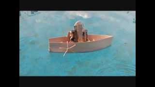 Homemade stirling engine boat paddle boat  barco con motor stirling [upl. by Aronoel]