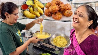 Yummy mirchi vada aur crispy makai vada khake barish me pasina chhut gya [upl. by Atirb450]