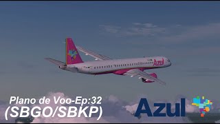 FSX Plano de VooEp32 EMBRAER 195E2 AZUL Outubro Rosa GoiâniaCampinas [upl. by Yobybab956]