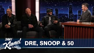 Jimmy Kimmel Interviews Dr Dre Snoop Dogg amp Curtis “50 Cent” Jackson [upl. by Annerahs]