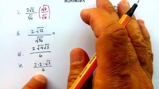 Radical Expressions Rationalizing the Denominator Monomials [upl. by Lerim]