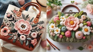 TOP 50 AMAZING TRENDY NEW TRENDY CROCHET EMBROIDERY HANDBAGS CLUTCH TOTE BAGS PURSE DESIGN [upl. by Aerua470]