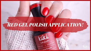 How To Infill Builder Gel With Kiki London Easy Build Up amp How to apply Red Gel Polish [upl. by Elsi]