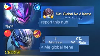 MY NEW SEASON JOHNSON PRANK🤣Then showing my global badge💀Mobile Legends [upl. by Antonius]