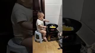 The babys scrambled eggs must be delicious funny cutebaby [upl. by Ahseral]