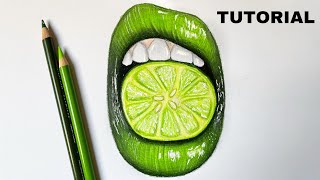 How To Draw Lime Lips  Color Pencil Tutorial [upl. by Eiznekcam]