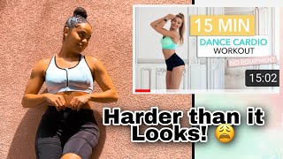 I TRIED PAMELA REIF ’S 15 MIN DANCE CARDIO WORKOUT  Desiree Nicole results [upl. by Arretnahs]