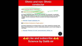 what is ohmic and non ohmic conductor galibsir ncertphysics physics shorts short [upl. by Aicinoid763]