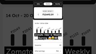 Zomato Rider weakly Earning 👀😱🤑 shorts dszomatorider zomatorider deliveryboy [upl. by Id]