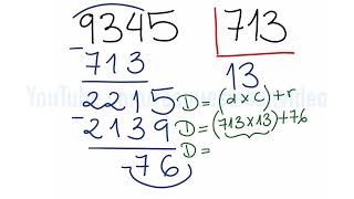 Cómo dividir por 3 cifras con resta 9345 entre 713 [upl. by Haral365]