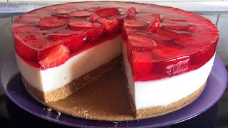 ЧИЗКЕЙК с клубникой🍓Творожный Торт Без Выпечки С Клубникой и Желе Cheesecake with strawberries [upl. by Assilram291]