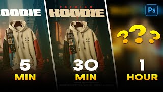 Hoodie poster manipulation Challenge 5 Min vs 30 Min vs 1 Hr [upl. by Fronia]