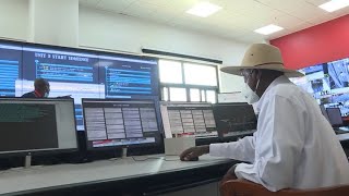 Museveni enters the control room of 600MW Karuma hydro power dam launches project in Kiryandongo [upl. by Harol]