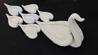 How to Make Towel Swan  Towel folding art  towel folding origami [upl. by Anirehs]