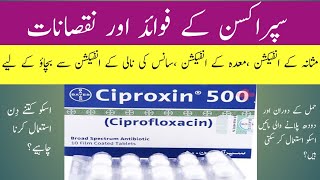 What are Uses and Adverse Drug Reactions of Ciproxin ciprofloxacin500 mg tablet in UrduHindi [upl. by Ariamo]